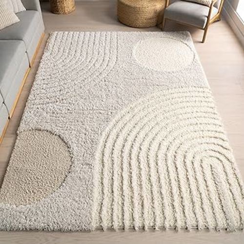 nuLOOM Gloria Abstract Shag Area Rug, 7x9, Beige