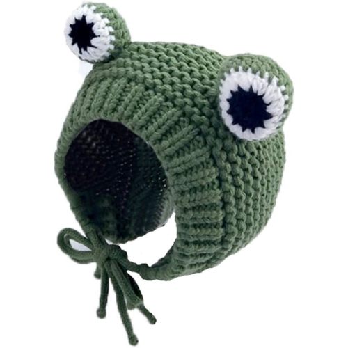 Kids Knitted Beanie Hat Cute Frog Cartoon Winter Warmer Cap with Big Eyes for Baby Boys Girls