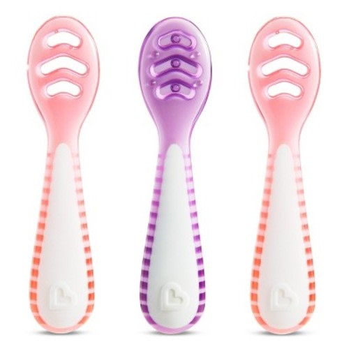 Munchkin Gentle Dip Self-Feeding Spoons - Coral/Purple - 3pk