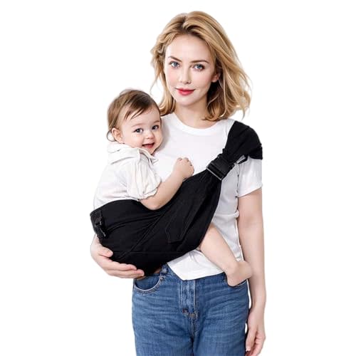 JOYNCLEON Baby Sling Carrier Toddler Carrier Boys Girls Newborn to Toddler Essentials Safety Non-Slip Baby Half Wrapped Sling Hip Holderr Carrying 8-35lbs(Black)