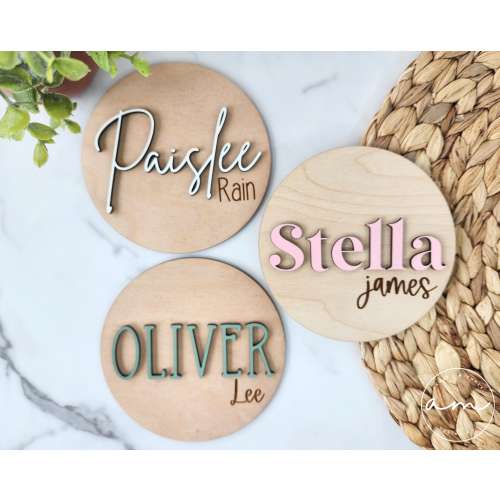Baby Name Announcement 3D Wood Sign | Birth Announcement | Hospital Name Sign | Baby Footprints Sign | Birth Stat Sign | Baby Shower Gift
