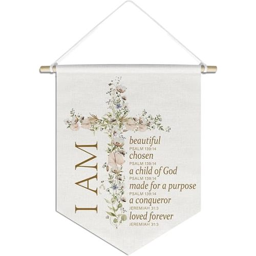 Baby Girl Nursery Wall Art Decor Banner, Christian Bible Verses Positive Affirmations Wall Decor for Nursery Kids Room Classroom Playroom, I am a Child of God Wall Art Poster&Prints
