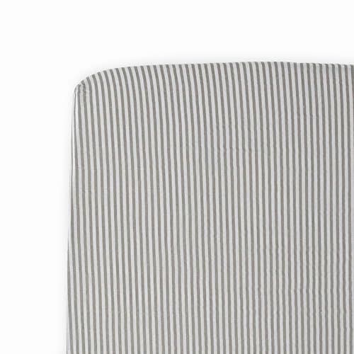 Little Unicorn Premium Crib Sheet | Breathable & Super-Soft Muslin Fabric (Grey Stripe)