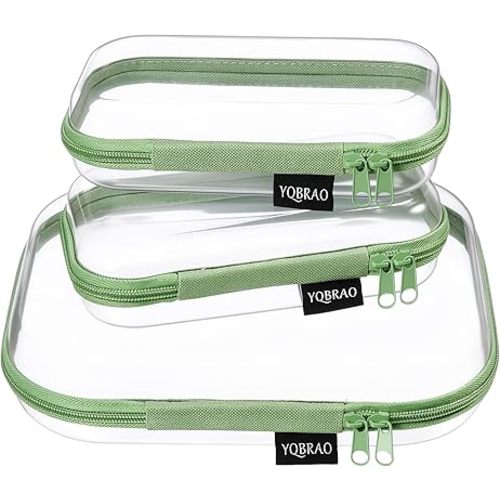 YQBRAO Clear Hard Shell Organizer Cases, 3-Pack, Green