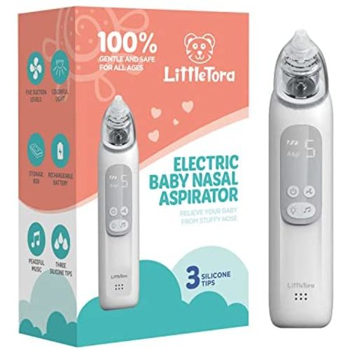 LittleTora Baby Nasal Aspirator - Rechargeable Electric Nose Sucker Baby Nose Cleaner - Toddlers Booger Mucus Sucker - Baby Vac Nasal Aspirator - Infant Booger Suction Removal Device