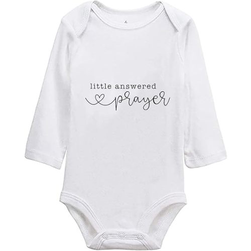 Little Answered Prayer Bodysuit Infant Reveal Ideas Bodysuit Girl And Boy Bodysuit Pregnancy Baby Announcement 0-12M