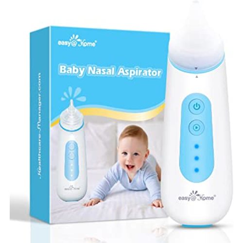 Easy@Home Baby Electric Nasal Aspirator: USB Rechargeable Baby Nose Sucker with Night Light Adjustable Suction Level 2 Silicone Suction Nozzles for Baby Nose Cleaner ENA102