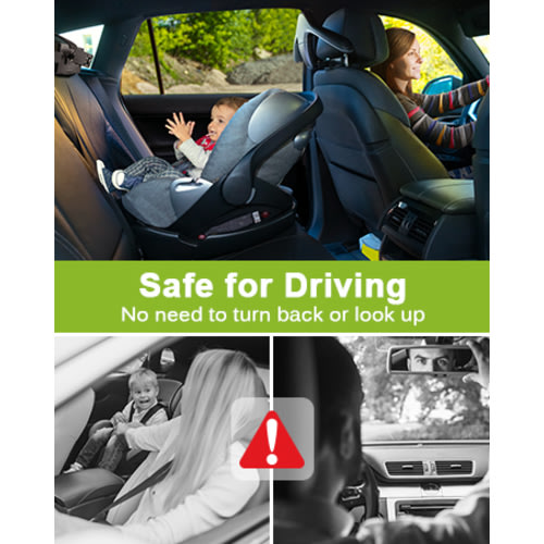 Baby Car Mirror, 4.3'' HD Night Vision Function Car Mirror Display, Safety Car Seat Mirror Camera Monitored Mirror with Wide Crystal Clear View, Aimed at Baby, Easily Observe The Baby’s Move - Black