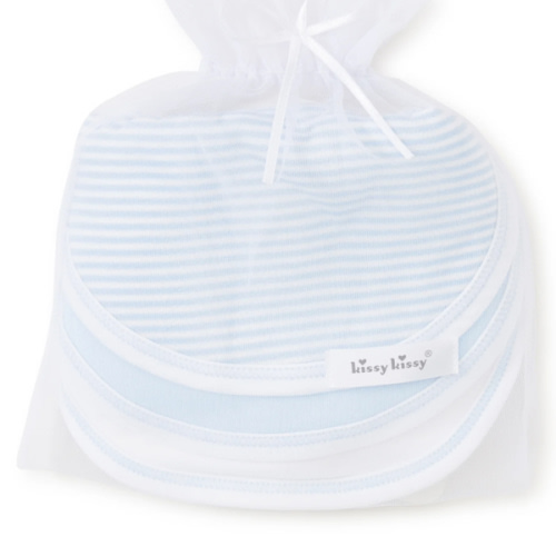 Blue Stripe 3 Pack Bib Set w/ Tulle Bag
