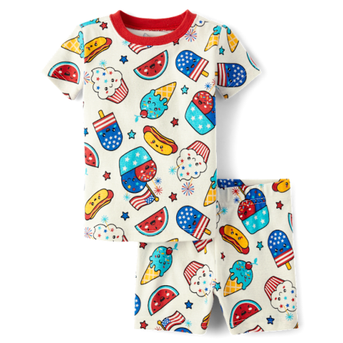 Baby And Toddler Breakfast Snug Fit Cotton Pajamas - White