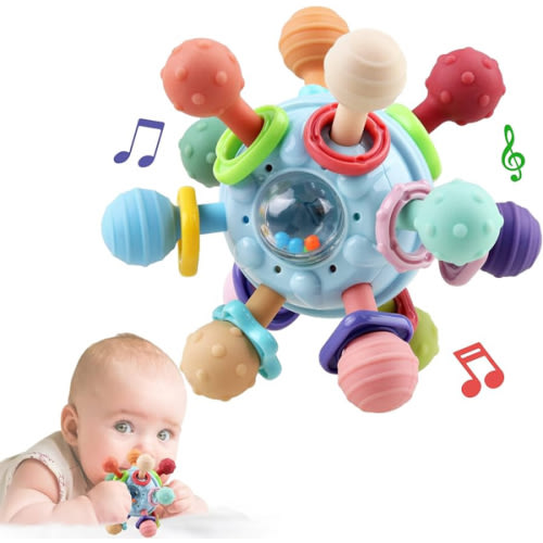 Baby Sensory Teething Toys - Baby Teether & Rattle - Gifts for Infant Newborn Boys Girls 0 3 6 9 12 18 Months - Toddler Montessori Educational Learning Toys