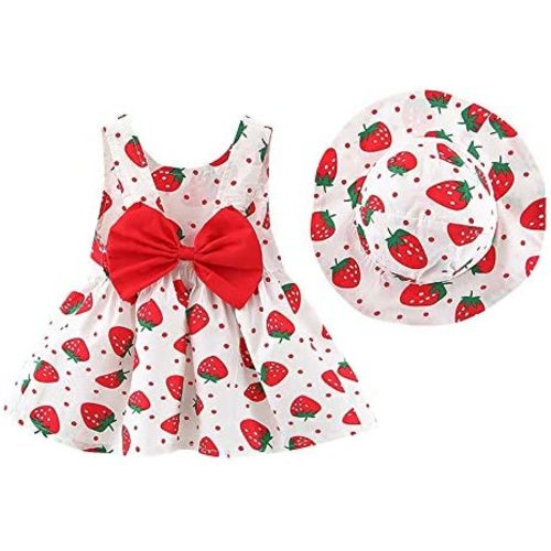 IBTOM CASTLE Baby Girls Party Summer Tutu Dresses Backless Bowknot Flower w/Straw Hat Princess Party Sundress