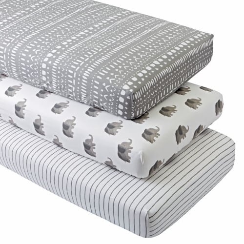 Organic Wild Excursion Elephant Crib Fitted Sheets (Set of 3)