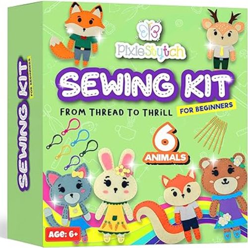 Sewing Kit for Kids - Sew & Create 6 Adorable Stuffed Animal Projects - Fun DIY Craft Set for Ages 6 and up - Educational & Creative Sewing Kit for Girls & Boys - Gift for Young Crafters