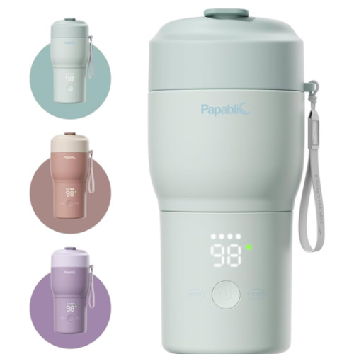 Papablic Portable Bottle Warmer for Travel Pro – Fast Heating, Built-in Sterilizer, 30W Fast Charge, 5-Temp Control, Easy-Clean Wide Mouth, Baby Milk Warmer for Breastmilk & Formula, Mint Green