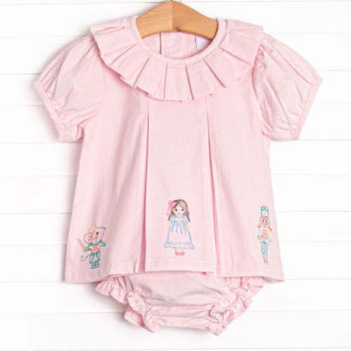 Night at the Nutcracker Embroidered Diaper Set, Pink – Stitchy Fish