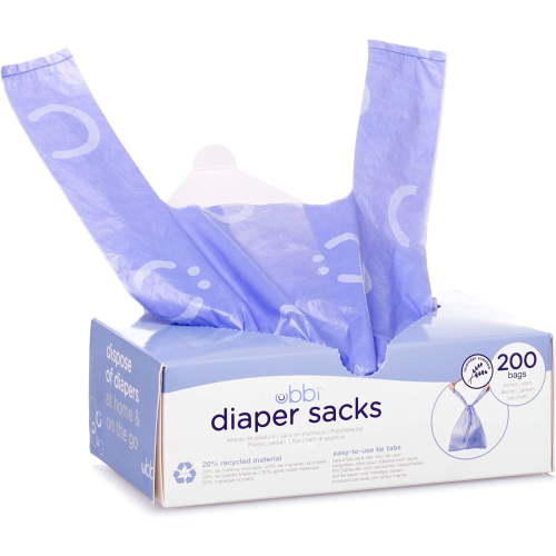 Ubbi Disposable Diaper Sacks, Lavender Scented, Easy-To-Tie Tabs, Diaper Disposal or Pet Waste Bags, 200 Count RDD17