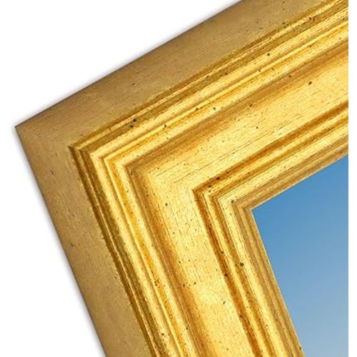 11x14 Picture Frame, Display Pictures 8x10 with Mat or 11x14 Without Mat, Wall Gallery Photo Frames, Gold.