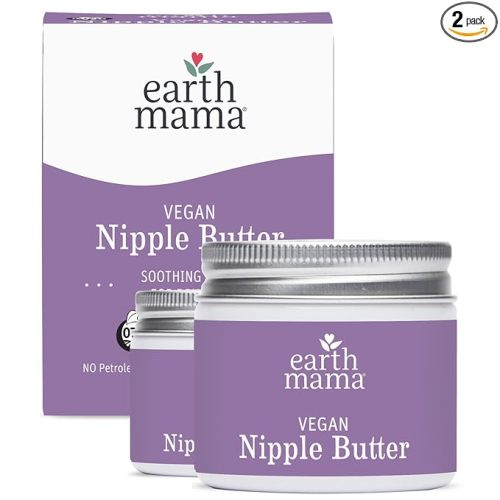 Earth Mama Vegan Nipple Butter | Cruelty-Free Breastfeeding Cream for Nursing Mamas | NO Lanolin, 2-Ounce (2-Pack)