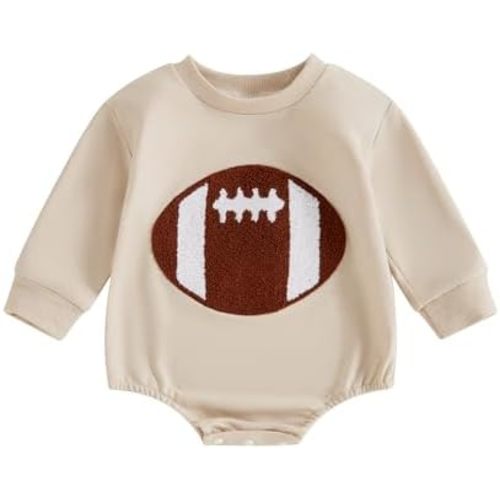 Sasaerucure Infant Baby Game Day Outfit Baby Boy Girl Long Sleeve Romper One Piece Football Onesie Newborn Winter Clothes