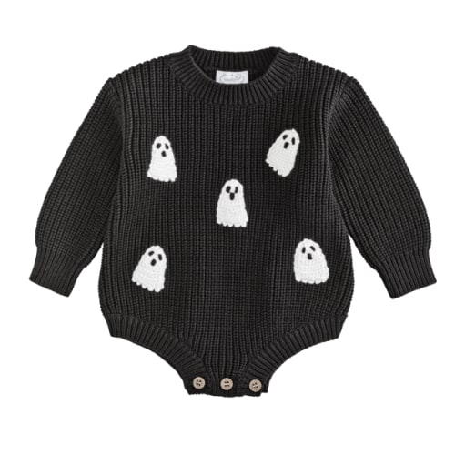 Ghost Sweater Bubble | 0–3M Baby Halloween Outfit | Mud Pie