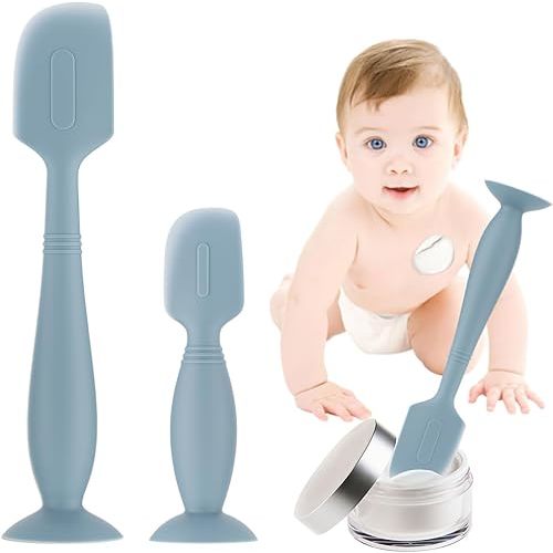 Baby Diaper Cream Spatula,2Pack Silicone Diaper Cream Applicator Baby Butt Paste Spatula Diaper Cream Brush for Newborn Baby, 1 x Large Size,1 x Small Size (Blue)