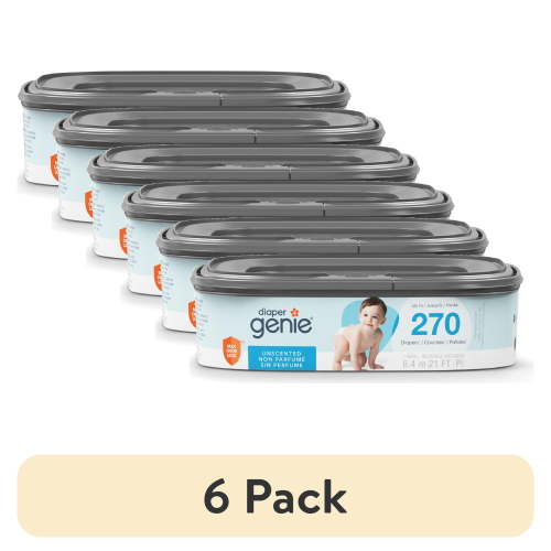 (6 pack) Diaper Genie Square Refill, Unscented, Holds up to 270 Newborn Diapers, Blue