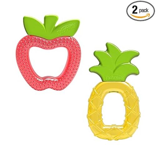 Dr. Brown's AquaCool Water-Filled Baby Teether, Cools & Massages Sore Gums, BPA Free, Pineapple and Apple, 2 Pack, 3m+