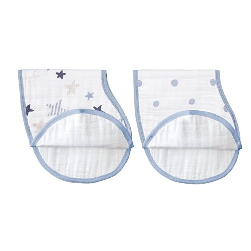 aden + anais Burpy Bib, 100% Cotton Muslin, Soft Absorbent 4 Layers, Multi-Use Burp Cloth and Bib, 22.5" X 11", 2 Pack, Rock Star