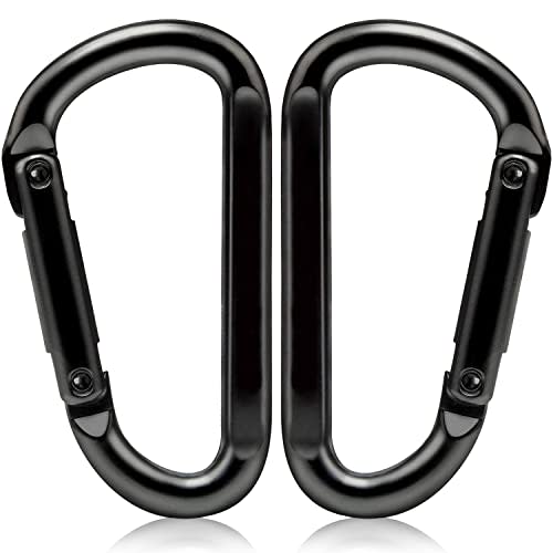 EZYA Heavy Duty Carabiner Clips, 860lbs - 3" Iron Carabiners for Keys, Gym, Camping, Hiking Accessories - D-Ring Keychain Hooks for Hammocks, Backpacks, Outdoor Gear
