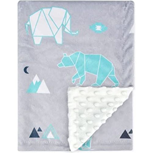Baby Blanket Soft Minky with Double Layer Dotted Backing, Lovely Polar Bear Printed 30 x 40 Inch, Grey Receiving Blankets BORITAR