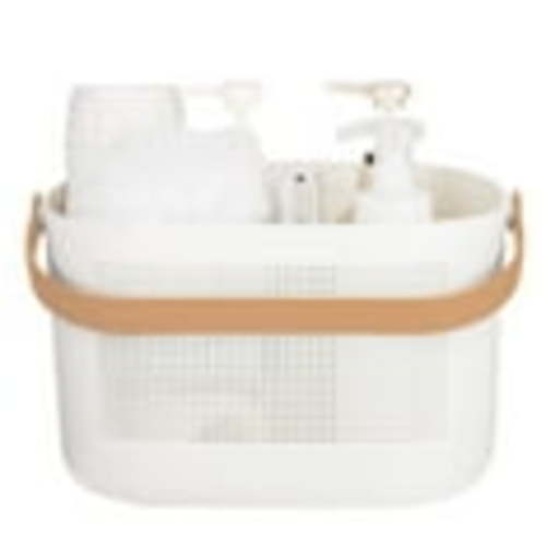 UUJOLY Plastic Storage Baskets with Handles, Shower Caddy Shelf Organizers Basket for Bathroom, Kitchen, Dorm Room, Yellow C3