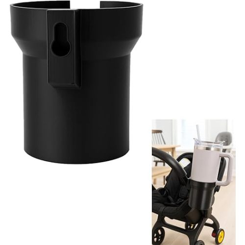 Wide-Fit Cup Holder Compatible with Doona Car Seat & Stroller – Holds Stanley, Bottles & Cans, Lightweight Clip-On Drink Holder Attachment, No-Tool Installation