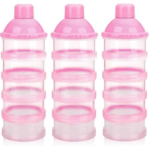 Accmor Formula Dispenser On The Go, 5 Compartments Stackable Formula Container for Travel, Baby Milk Powder Kids Snack Container, BPA Free