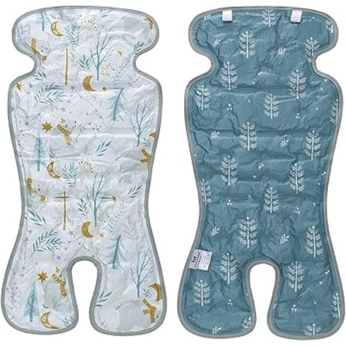 Miracle Baby Gel Car Seat Cooler Pad, Double Sides Universal Stroller Ice Cushion Cooler Mat, Summer Cooling Seat Liner Suitable for Baby Dining Chair, Child Safety Seat, One Pack (Bear + Leaves)