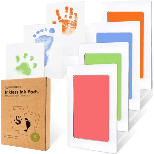 4-Pack Inkless Hand and Footprint Kit - Ink Pad for Baby Hand and Footprints - Dog Paw Print Kit,Dog Nose Print Kit - Baby Footprint Kit, Clean Touch Baby Foot Printing Kit, Handprint Kit (Candy)