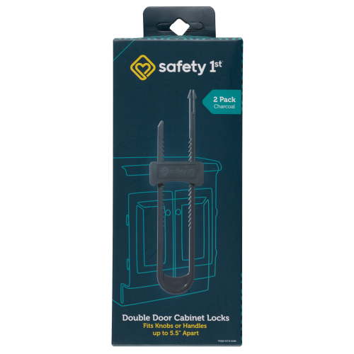 Safety 1 Double Door Baby-Proofing Cabinet Lock (2pk), Charcoal, Toddler