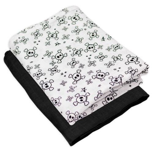Honest Baby Organic Cotton Muslin Swaddle Blankets - Tossed Skulls 2pk