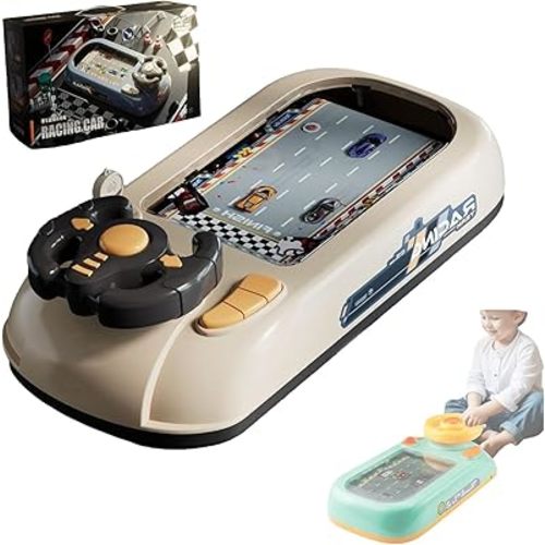 Racing Adventure car Steering Wheel,Steer Joy Driving Simulator, 2024 New Simulation Driving Car Toy Steering Wheel for Kids, Interactive Steering Wheel Toys for Kids 3+ (Khaki)