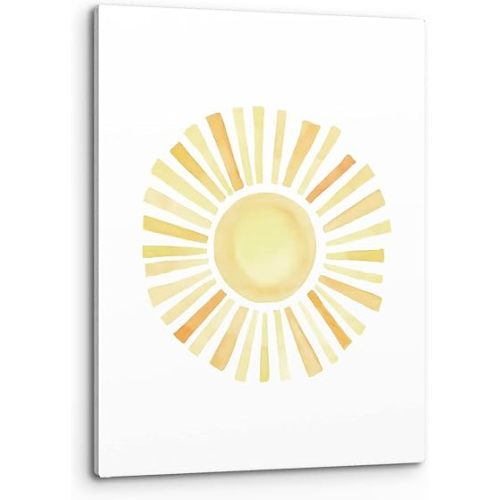 PHAMTE Boho Sun Cartoon Sunshine Wall Art, Minimalist Sun Sunset Sunrise Sunshine Nursery Print Framed Canvas Painting Artwork Home Bathroom Girls Room Kitchen Office Decor（11x14 Inch）