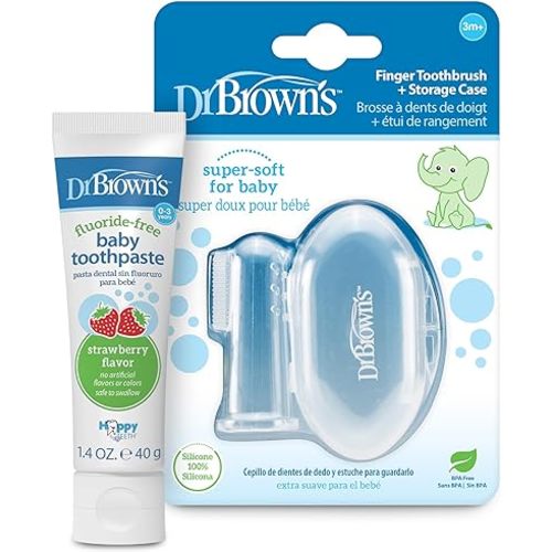 Dr. Brown's Finger Toothbrush Baby Toothpaste, Strawberry Flavor, 40g