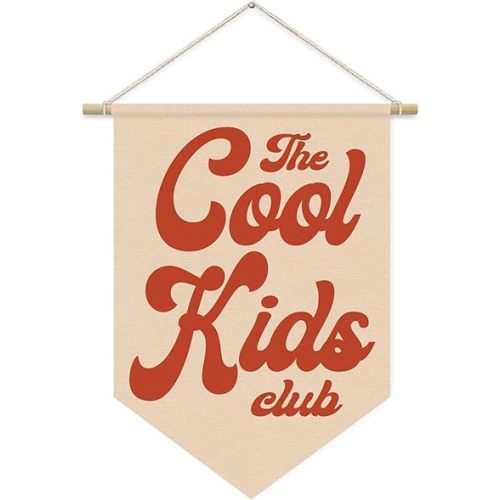 Playroom Wall Hanging Banner, Cool Kids Club Retro Pennant Flag, Boy Nursery Decor, Classroom Decor Baby Nursery Room Banner