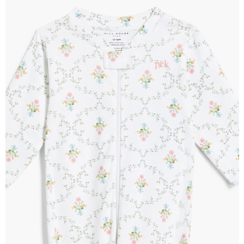 Hill House: The Footie Pajama - Pastel Trellis with Monogram