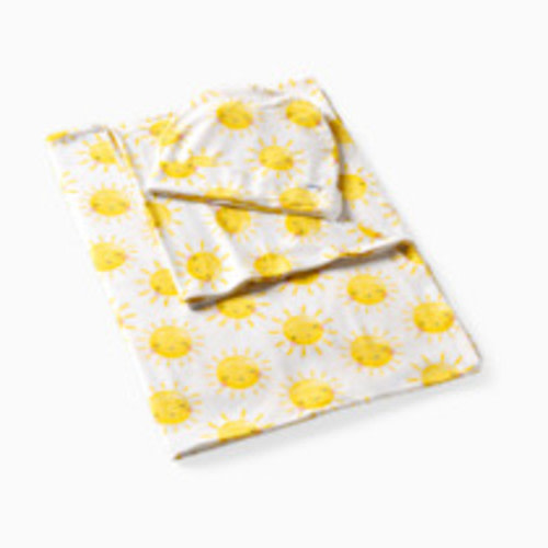 Little Sleepies Swaddle & Infant Beanie Set - Sunshine, One Size
