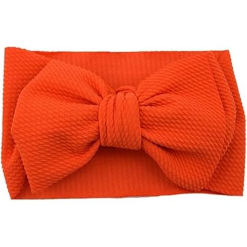 Baby Girl's 8'' Soft Big Bow knot Nylon Headband Toddler Hairband for Photography Travle Party Festivals (Orange)
