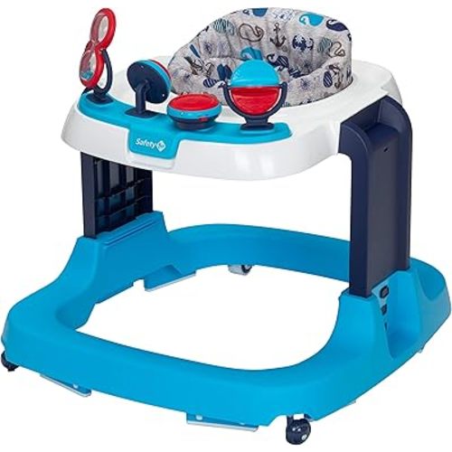 Safety 1st Ready, Set, Walk Dx Developmental Baby Walker with Wheels, Baby Toys, Nantucket