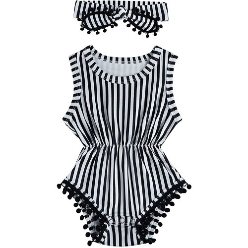 UNICOMIDEA Baby Girls Outfit Newborn Romper Jumpsuits Sleeveless One-Piece Clothes 0-24 Months Bodysuit with Headband