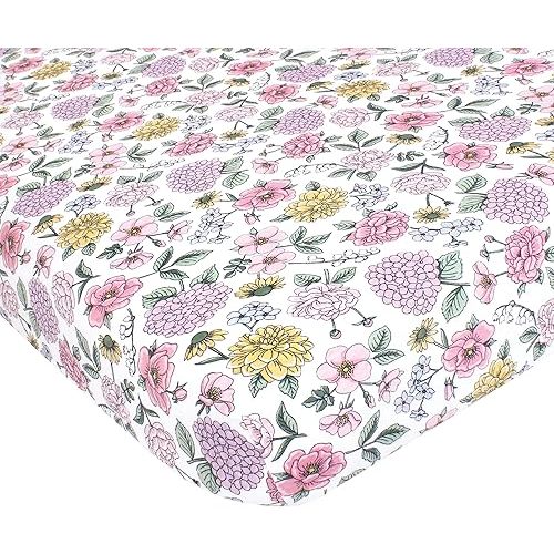 Hudson Baby Unisex Baby Cotton Fitted Crib Sheet, Vintage Blossom, One Size