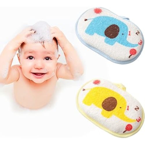 Baby Bath Sponge, 2 Pack Cartoon Animal Style Baby Sponge for Bathing, Infants Bath Sponge Ultra Soft & Absorbent Natural and Safe Great for Sensitive Skin, for Boys & Girls (Elephant)