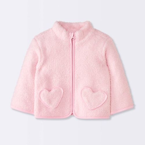 Baby Girls' Heart Fuzzy Jacket - Pink